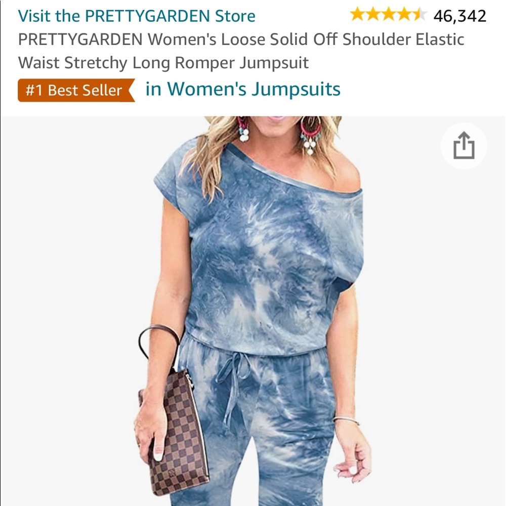 New with tags pretty blue & white jumpsuit. - Picture 2 of 8